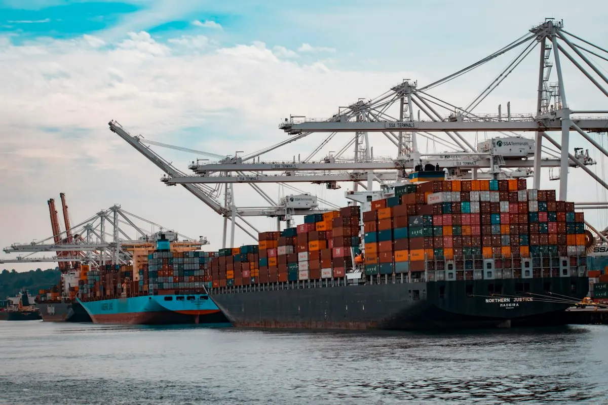 Shipping containers at a port