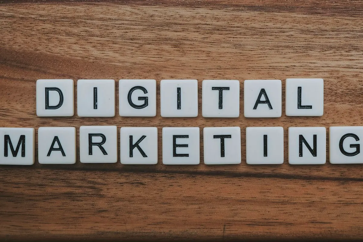 Digital marketing spelled out in letter tiles